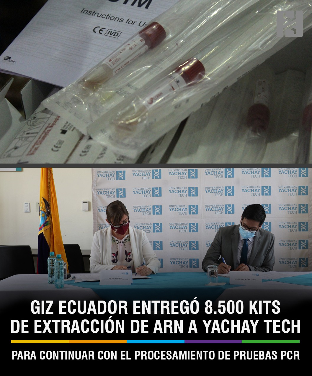 GIZ ECUADOR ENTREGÓ 8.500 KITS DE EXTRACCIÓN DE ARN A YACHAY TECH PARA CONTINUAR CON EL PROCESAMIENTO DE PRUEBAS PCR